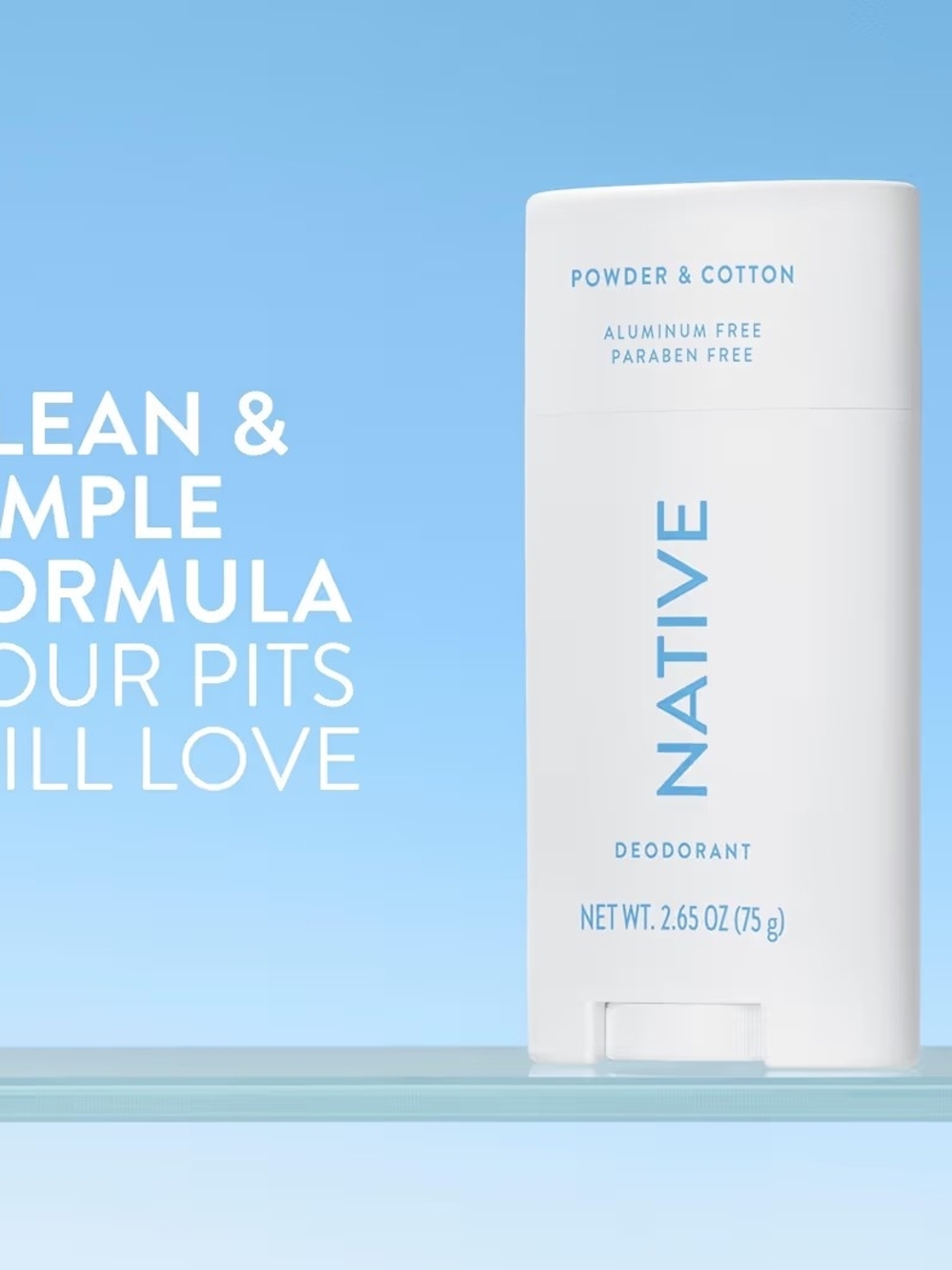 Native Unisex Deodorant All  Natural 72 Hour, Aluminum Free Powder & Cotton